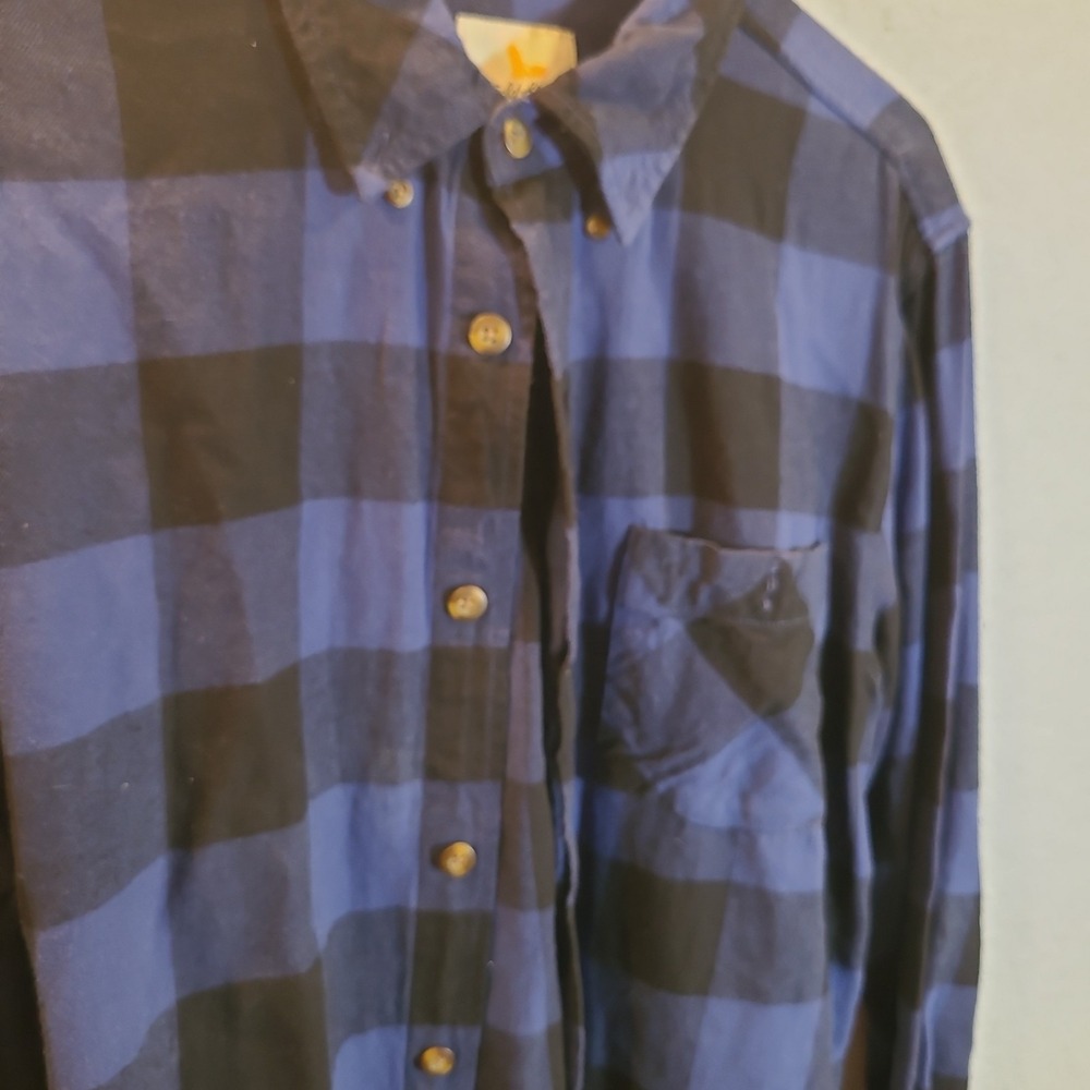 Field & Stream Men's Flannel Shirt‎ Navy/White Plaid Size Medium